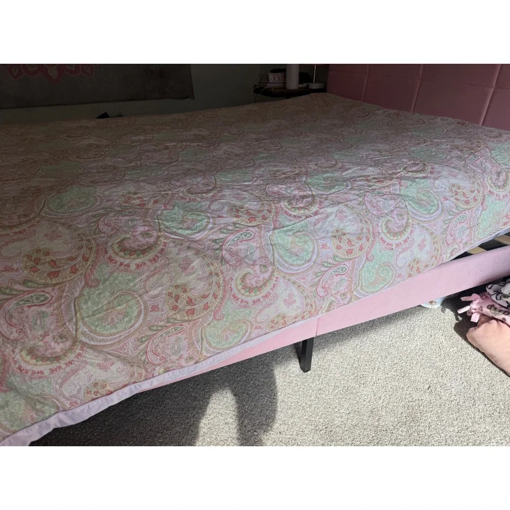 Kas Full Size Duvet Cover Pink Green Paisley Reversible Bohemian Bedding